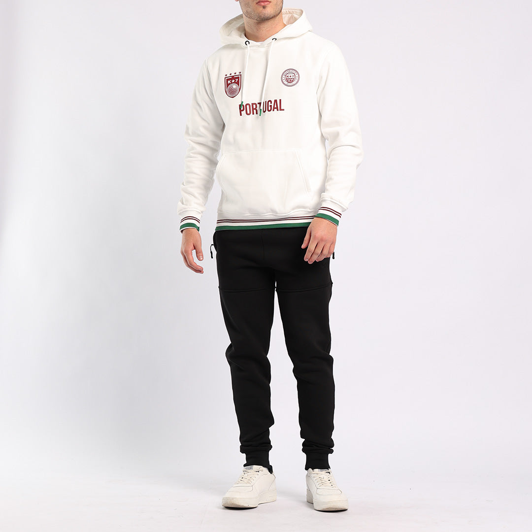 WHITE VOLLEY HOODED PRINTED SWEATER(PORTUGAL)
