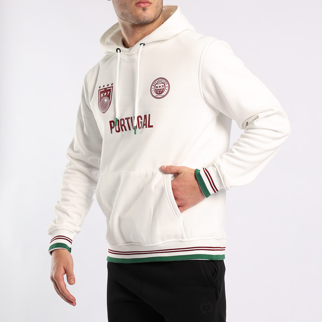 WHITE VOLLEY HOODED PRINTED SWEATER(PORTUGAL)