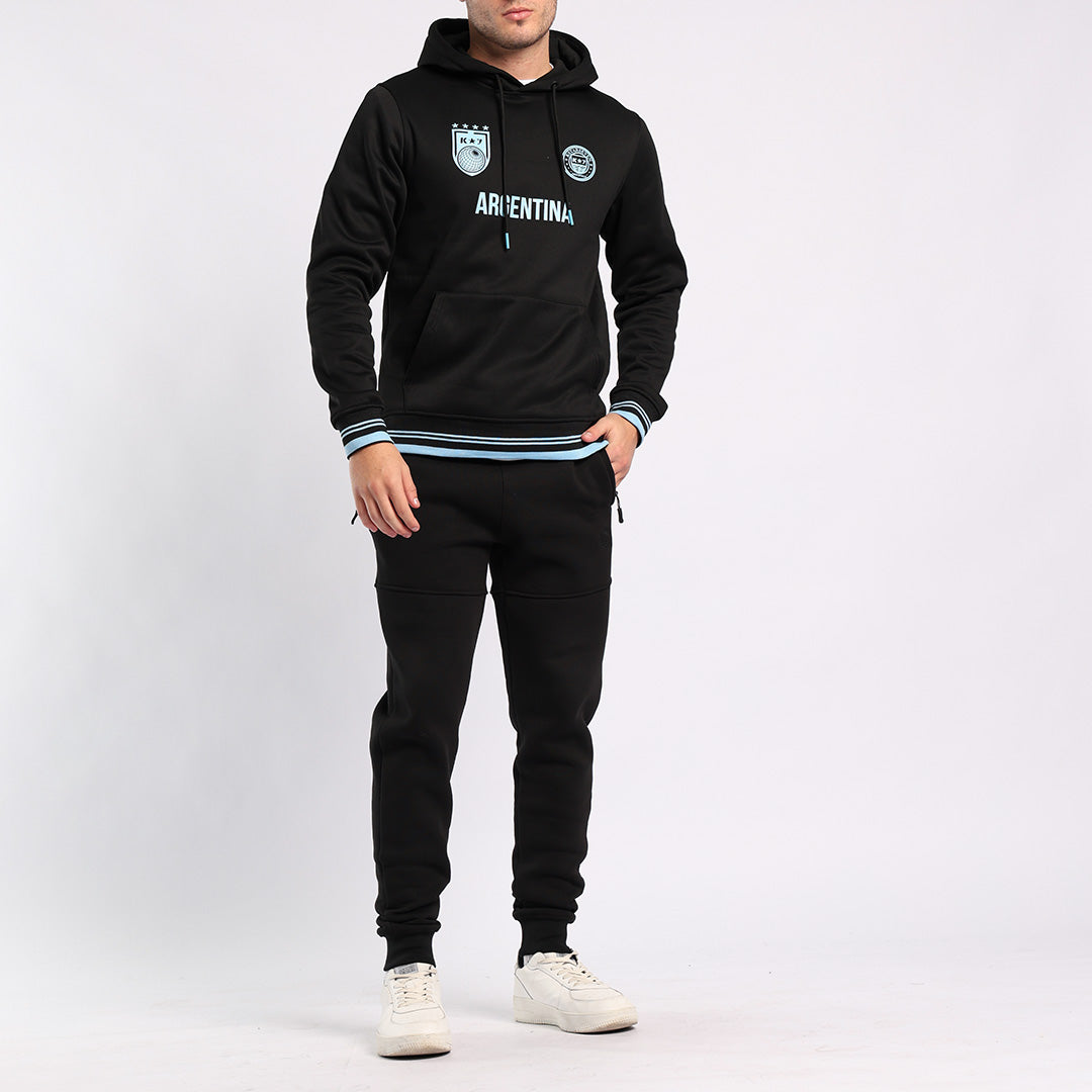 BLACK VOLLEY HOODED PRINTED SWEATER (ARGENTINA)
