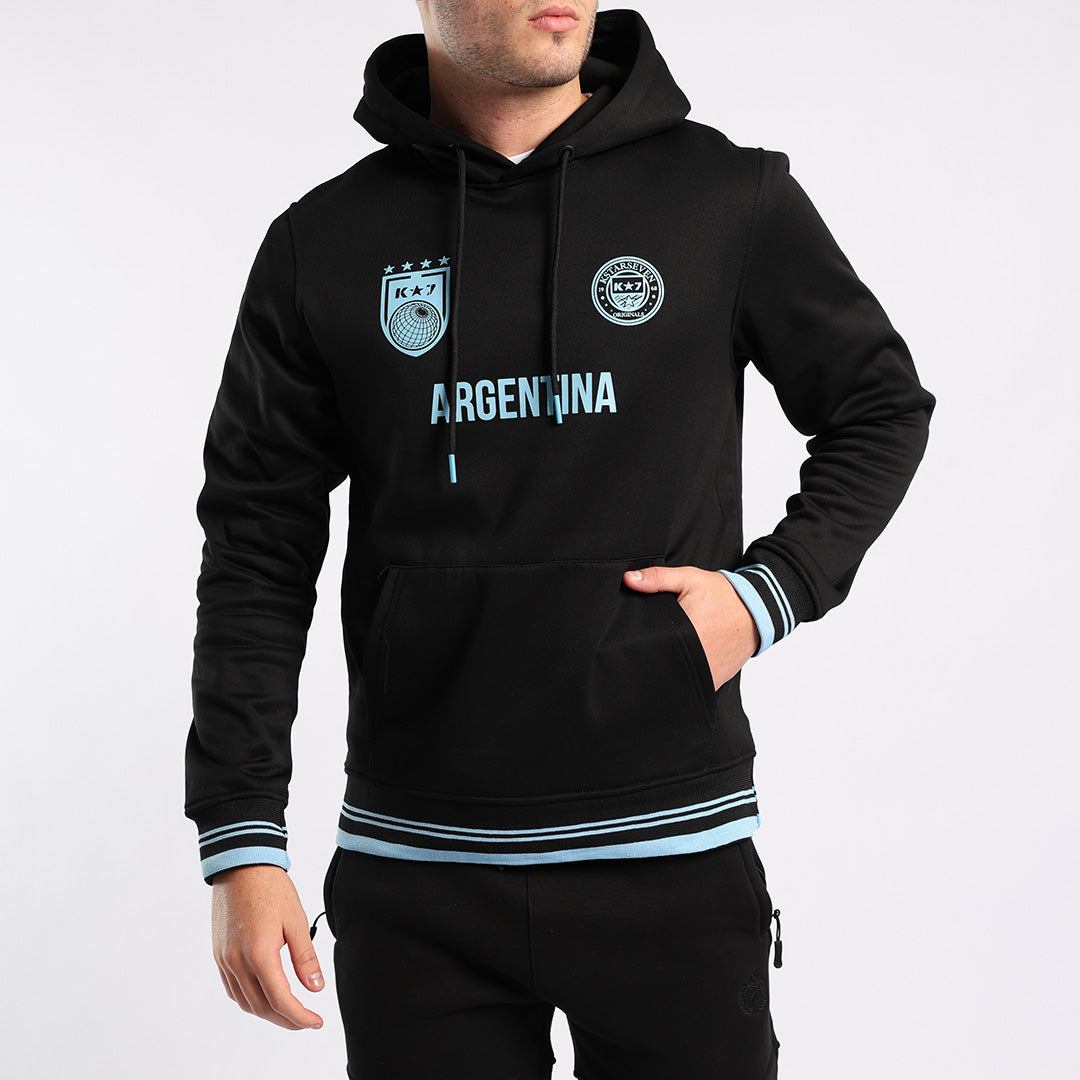 BLACK VOLLEY HOODED PRINTED SWEATER (ARGENTINA)