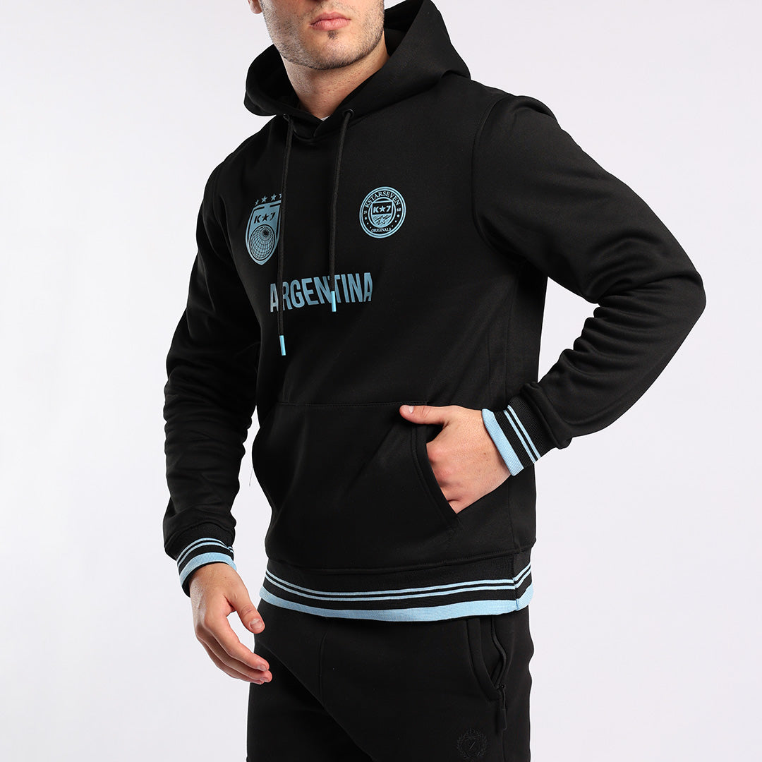 BLACK VOLLEY HOODED PRINTED SWEATER (ARGENTINA)