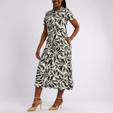 SHORT SLEEVE LINEN LONG DRESS