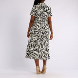 SHORT SLEEVE LINEN LONG DRESS