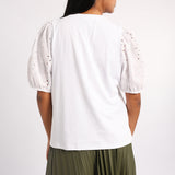 WHITE PUFFER SLEEVE TOP