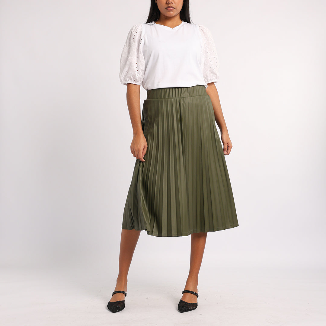 OLIVE PU SKIRT