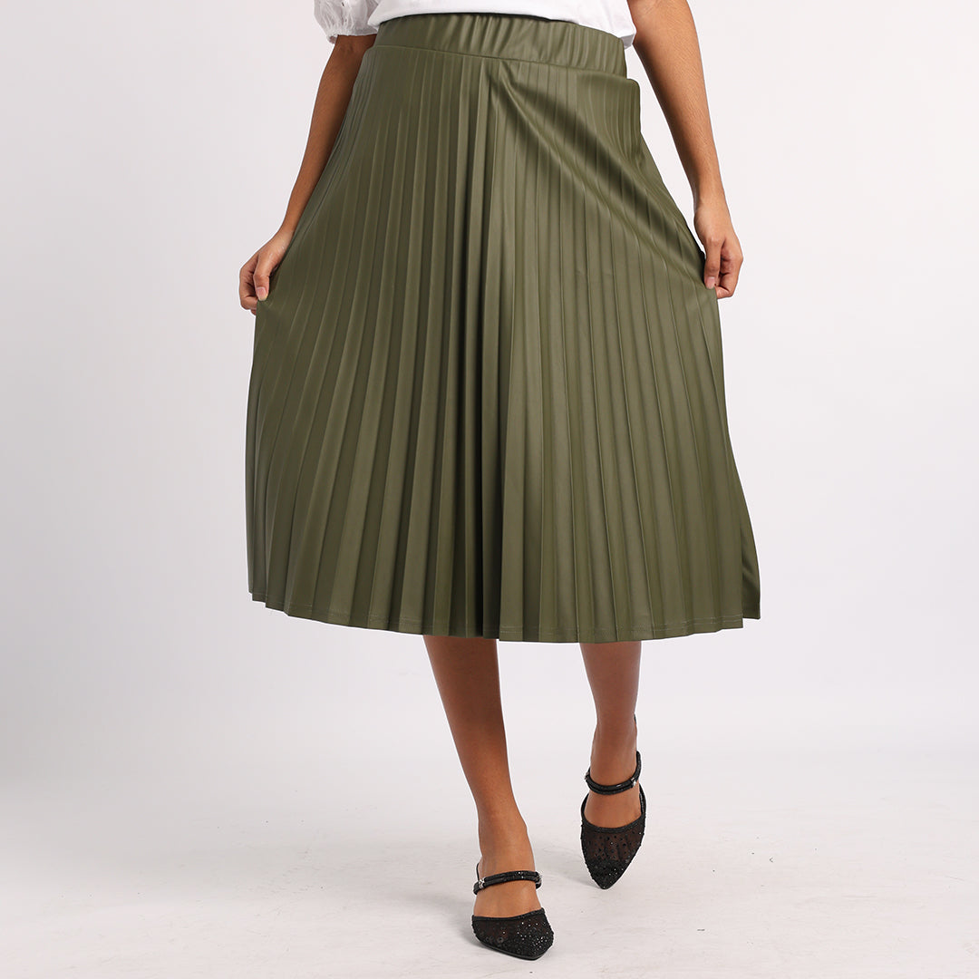 OLIVE PU SKIRT