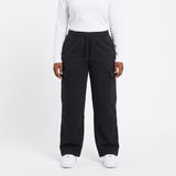 BLACK WIDE LEG CARGO FLEECE PANT