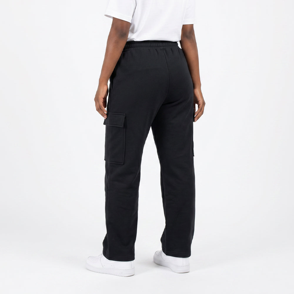 BLACK WIDE LEG CARGO FLEECE PANT