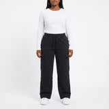 BLACK WIDE LEG CARGO FLEECE PANT