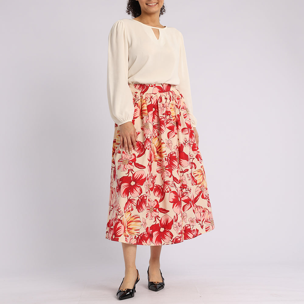PINK FLORAL SKIRT