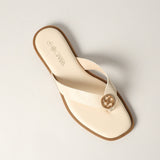 LADIES CIARRA OFF WHITE PU THONG SANDAL (CIARRA TRIM