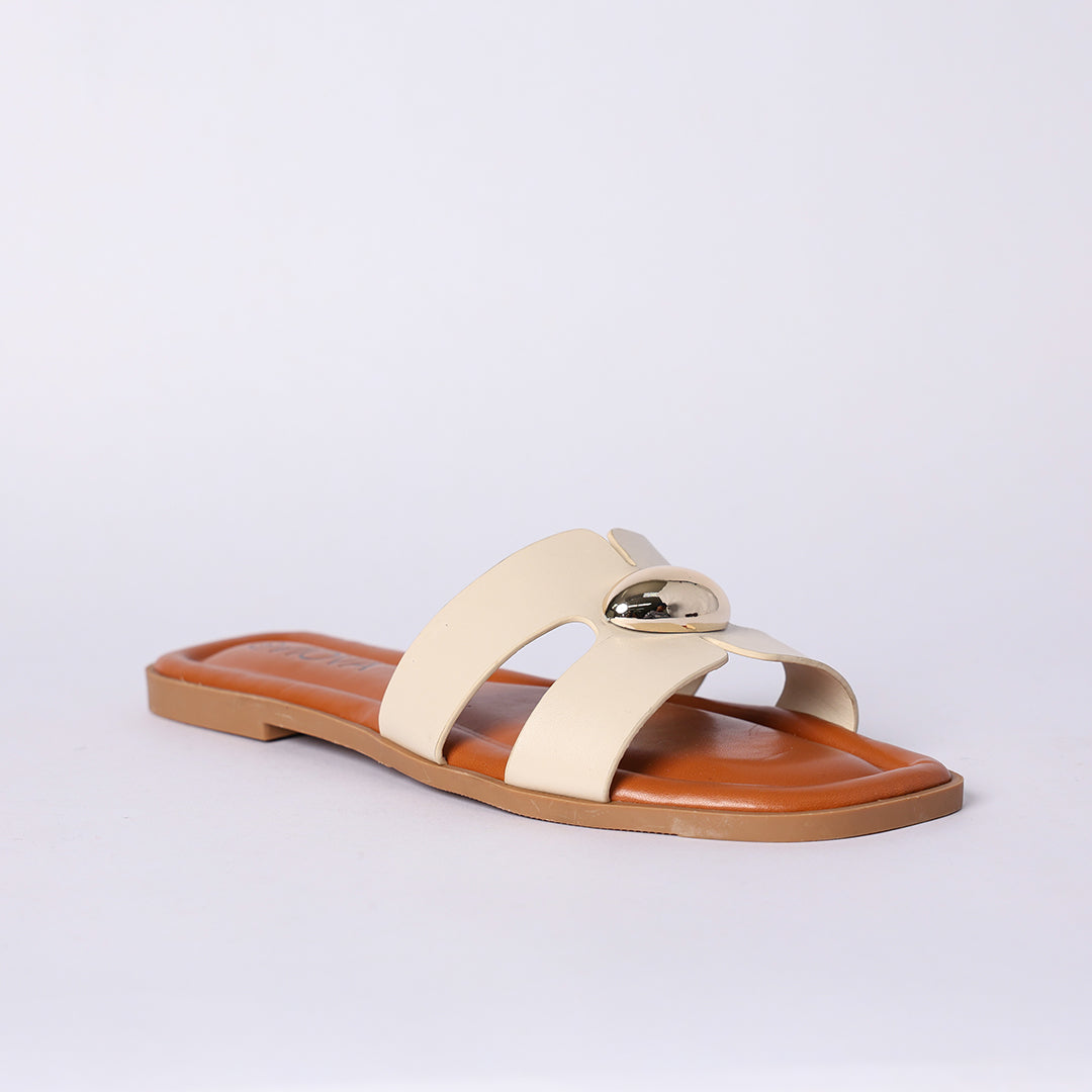 LADIES NOVA BONE PUSH IN SANDAL (OVAL TRIM