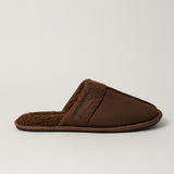 BROWN CLOSED TOE SLIPPER (FUR INNER, EMBROIDED LOGO)