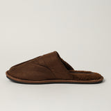 BROWN CLOSED TOE SLIPPER (FUR INNER, EMBROIDED LOGO)