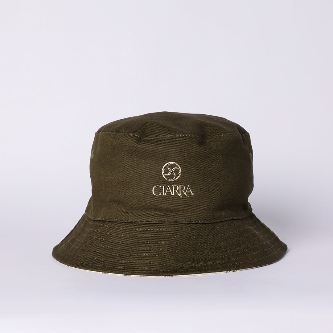 LADIES CIARRA OLIVE MONOGRAM RERVERSIBLE BUCKET HAT