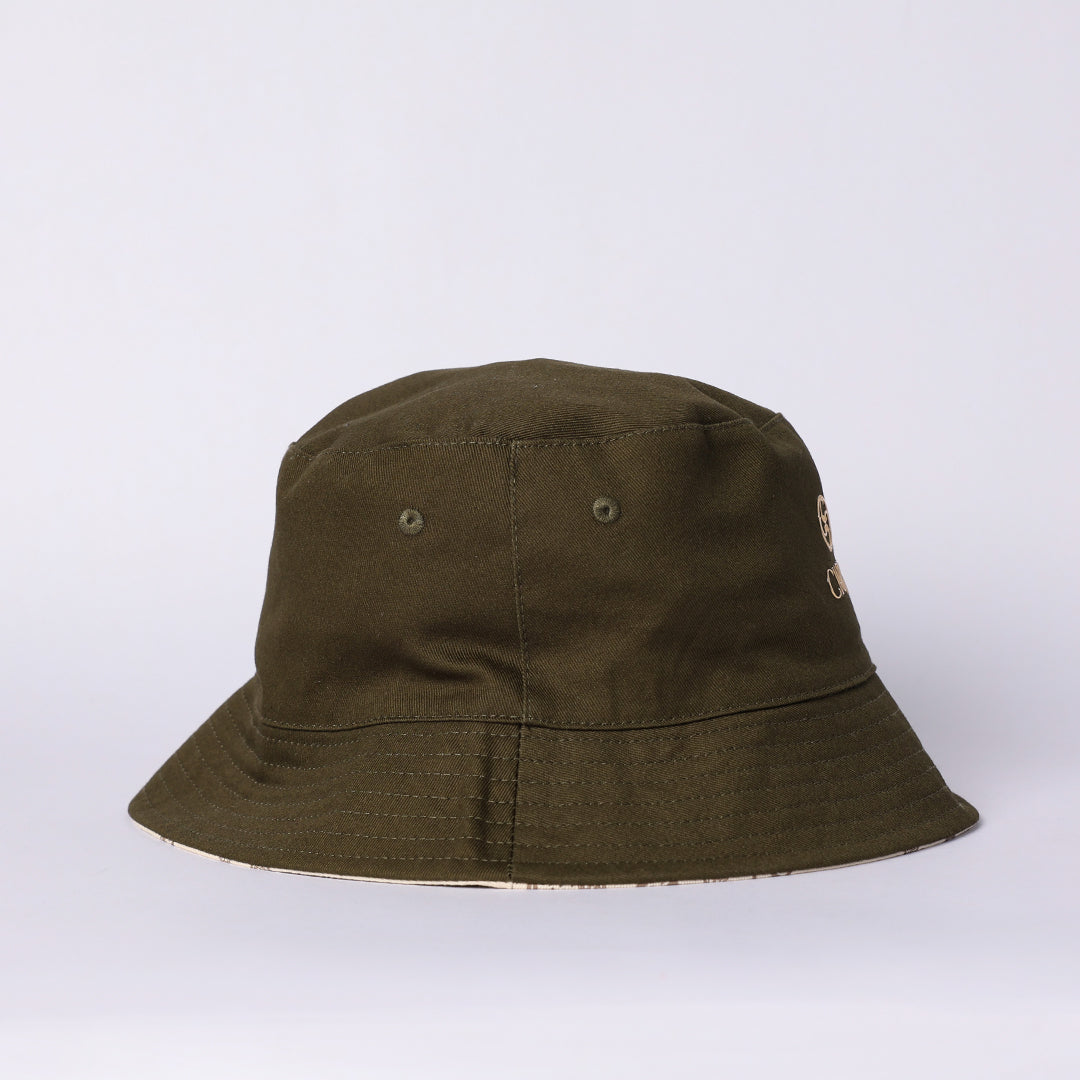 LADIES CIARRA OLIVE MONOGRAM RERVERSIBLE BUCKET HAT