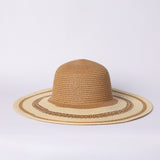 LADIES CIARRA CAMEL STRAW SUN HAT (STRIPE
