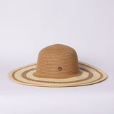 LADIES CIARRA CAMEL STRAW SUN HAT (STRIPE