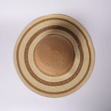 LADIES CIARRA CAMEL STRAW SUN HAT (STRIPE