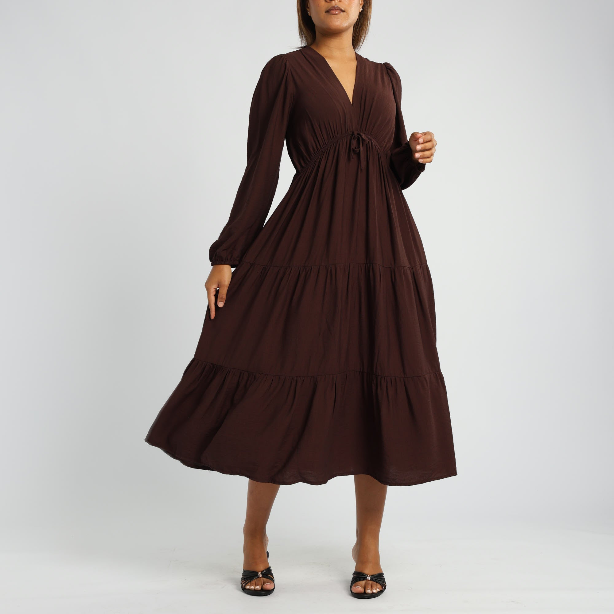 BROWN LONG SLEEVE DRESS
