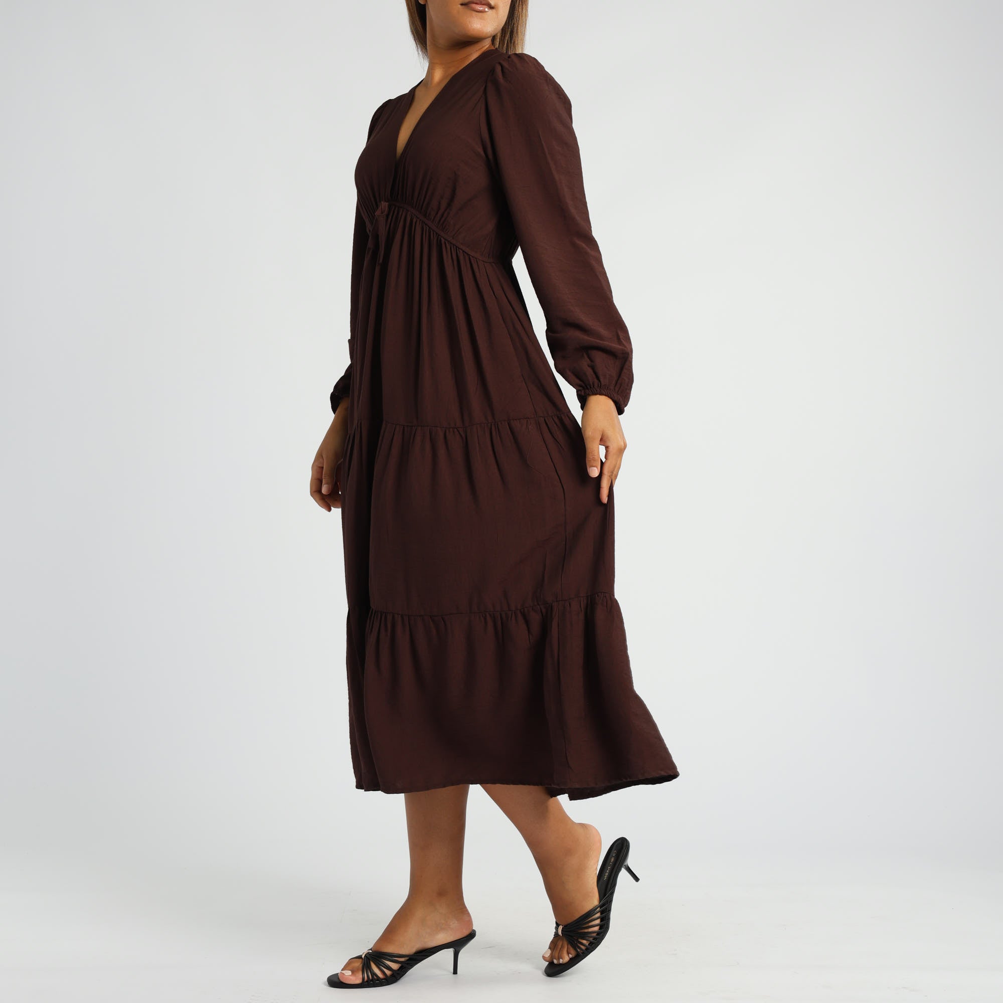 BROWN LONG SLEEVE DRESS