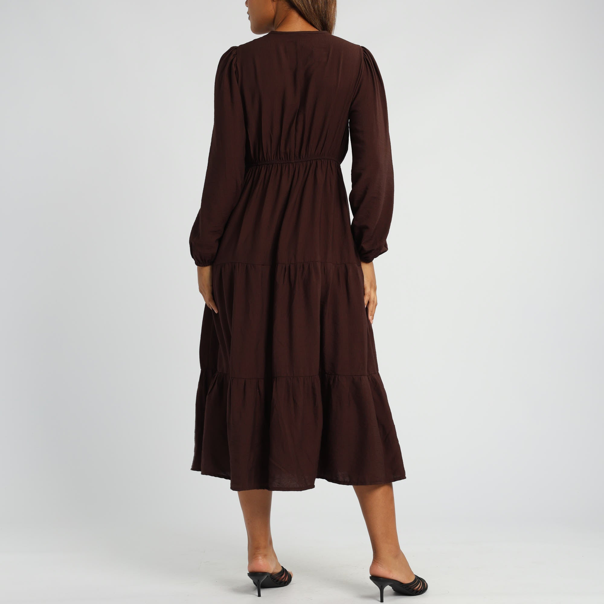 BROWN LONG SLEEVE DRESS