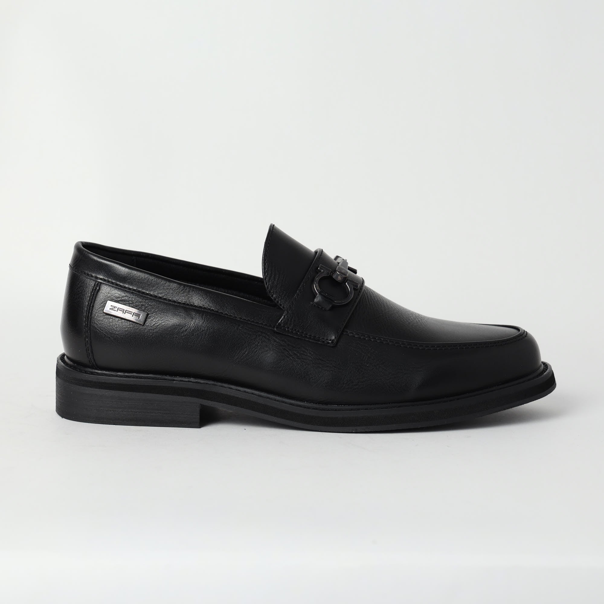 Zaff Black Formal Loafer Shoe.Gun Metal Trim.
