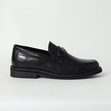 Zaff Black Formal Loafer Shoe.Gun Metal Trim.