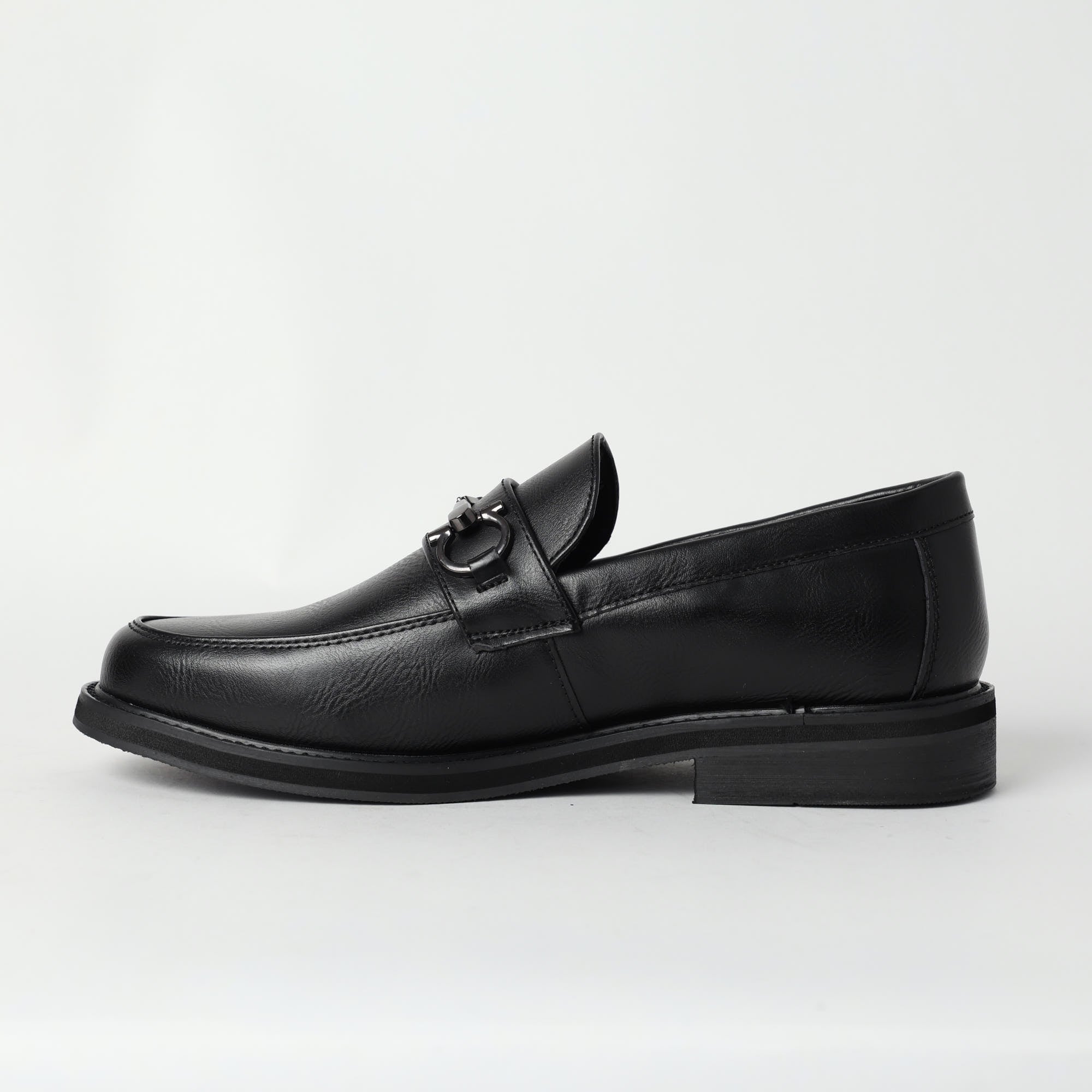 Zaff Black Formal Loafer Shoe.Gun Metal Trim.