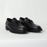 Zaff Black Formal Loafer Shoe.Gun Metal Trim.
