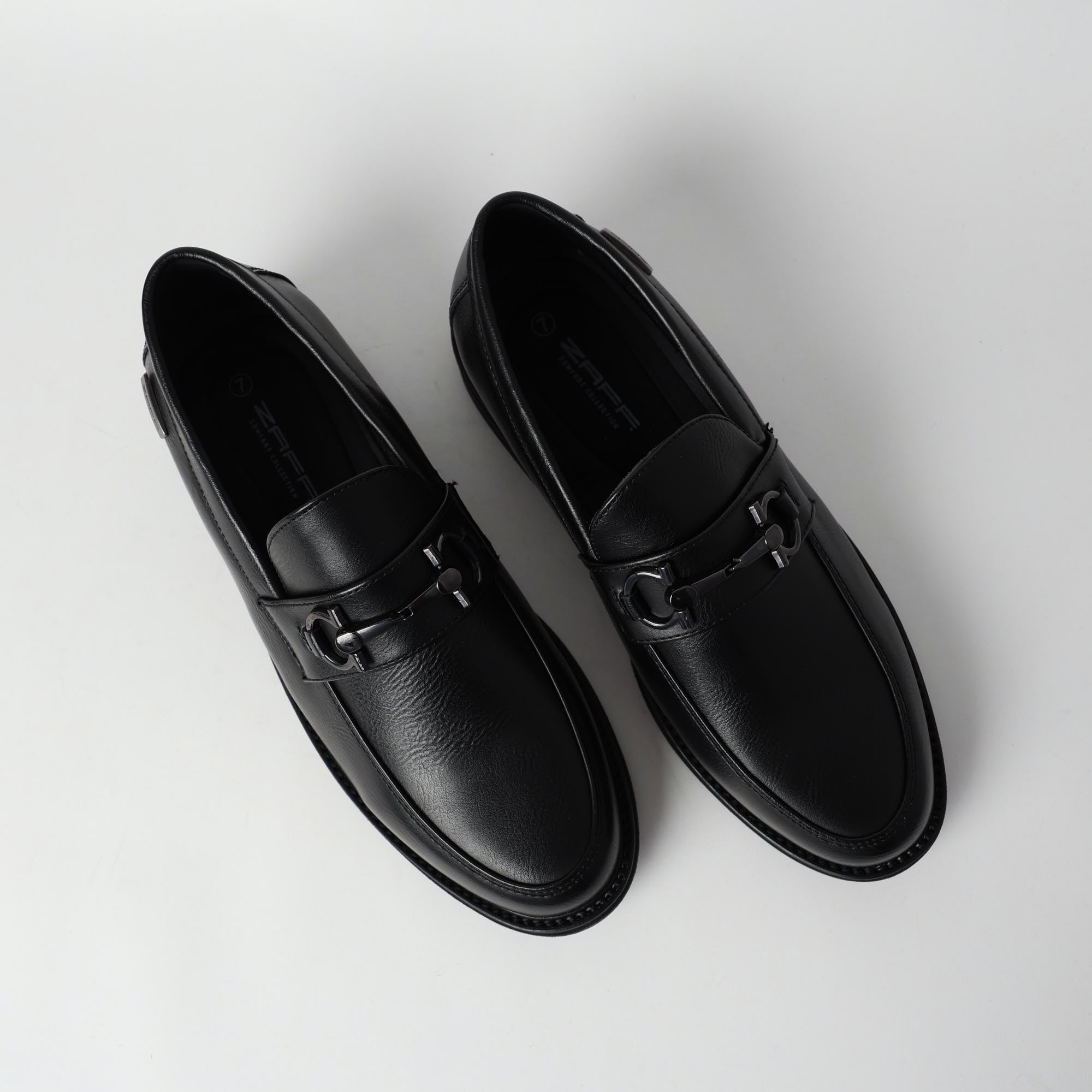 Zaff Black Formal Loafer Shoe.Gun Metal Trim.