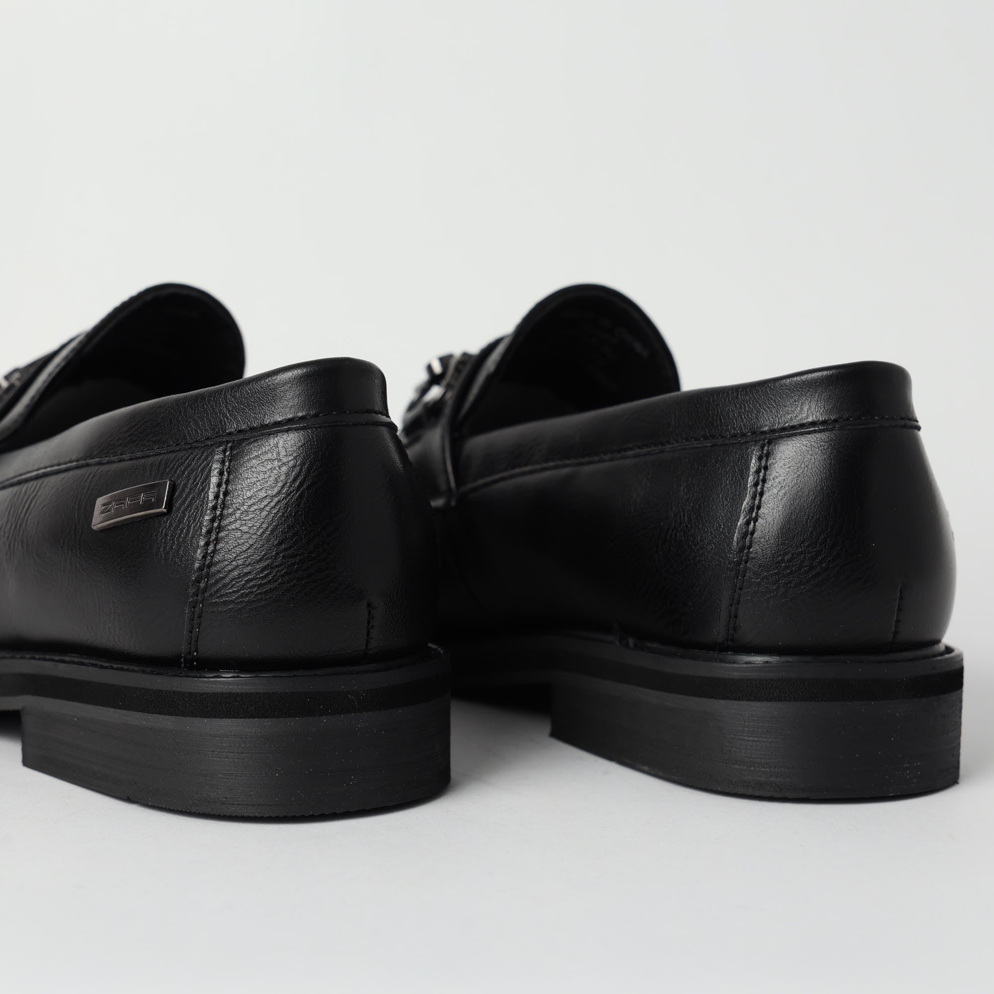 Zaff Black Formal Loafer Shoe.Gun Metal Trim.