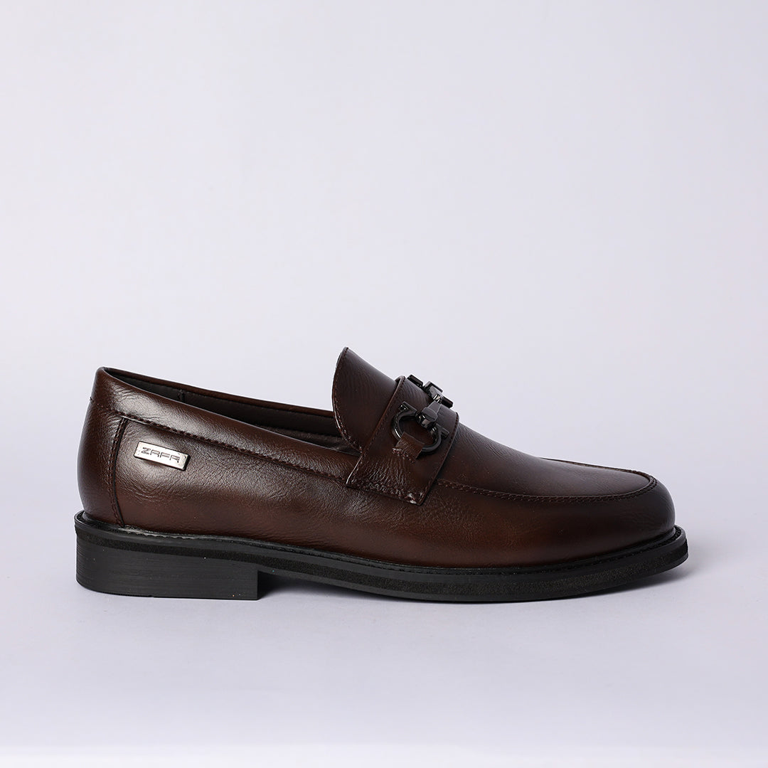 Zaff Choc Formal Loafer Shoe.Gun Metal Trim.