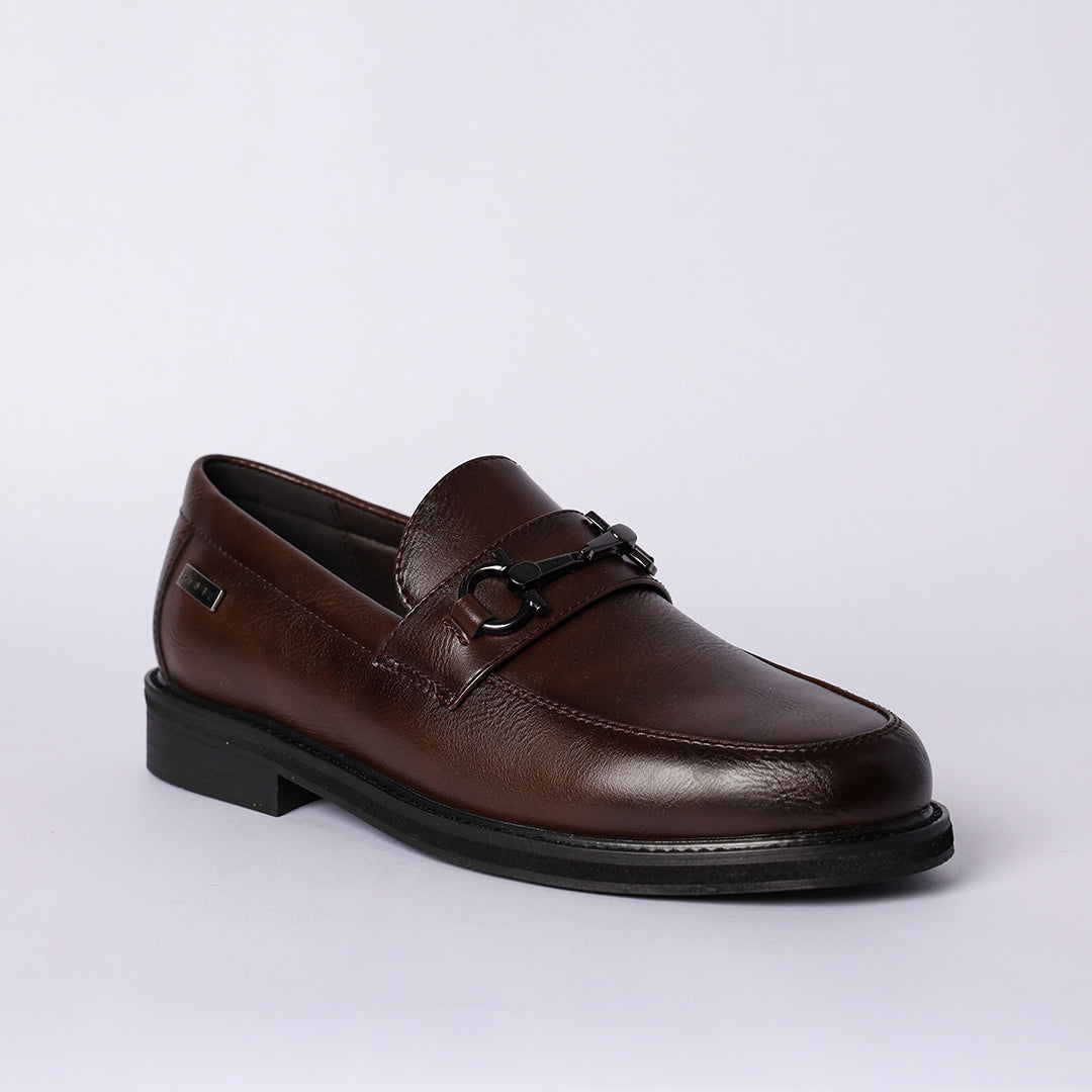 Zaff Choc Formal Loafer Shoe.Gun Metal Trim.