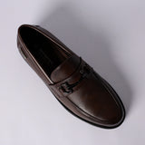 Zaff Choc Formal Loafer Shoe.Gun Metal Trim.