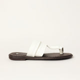 LADIES CIARRA WHITE LEATHER PUSH IN SANDAL (RAW STITCH)