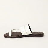 LADIES CIARRA WHITE LEATHER PUSH IN SANDAL (RAW STITCH)