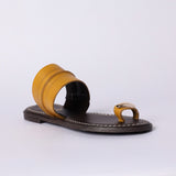 LADIES CIARRA OCHRE LEATHER TOE PUSH IN SANDAL (RAW STITCH)