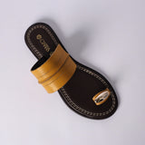 LADIES CIARRA OCHRE LEATHER TOE PUSH IN SANDAL (RAW STITCH)