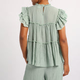 SAGE TIERED BLOUSE
