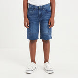 BLUE DENIM CARGO SHORT