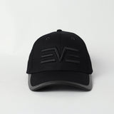 MENS EVOLVE BLACK PEAK CAP (WING STITCH)