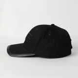 MENS EVOLVE BLACK PEAK CAP (WING STITCH)