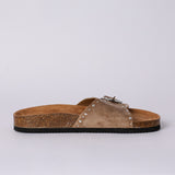 TAUPE PLATFORM BIRKEN SLIDES