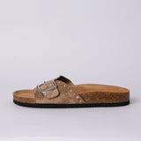 TAUPE PLATFORM BIRKEN SLIDES