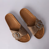 TAUPE PLATFORM BIRKEN SLIDES