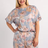 BLUE FLORAL  BLOUSE