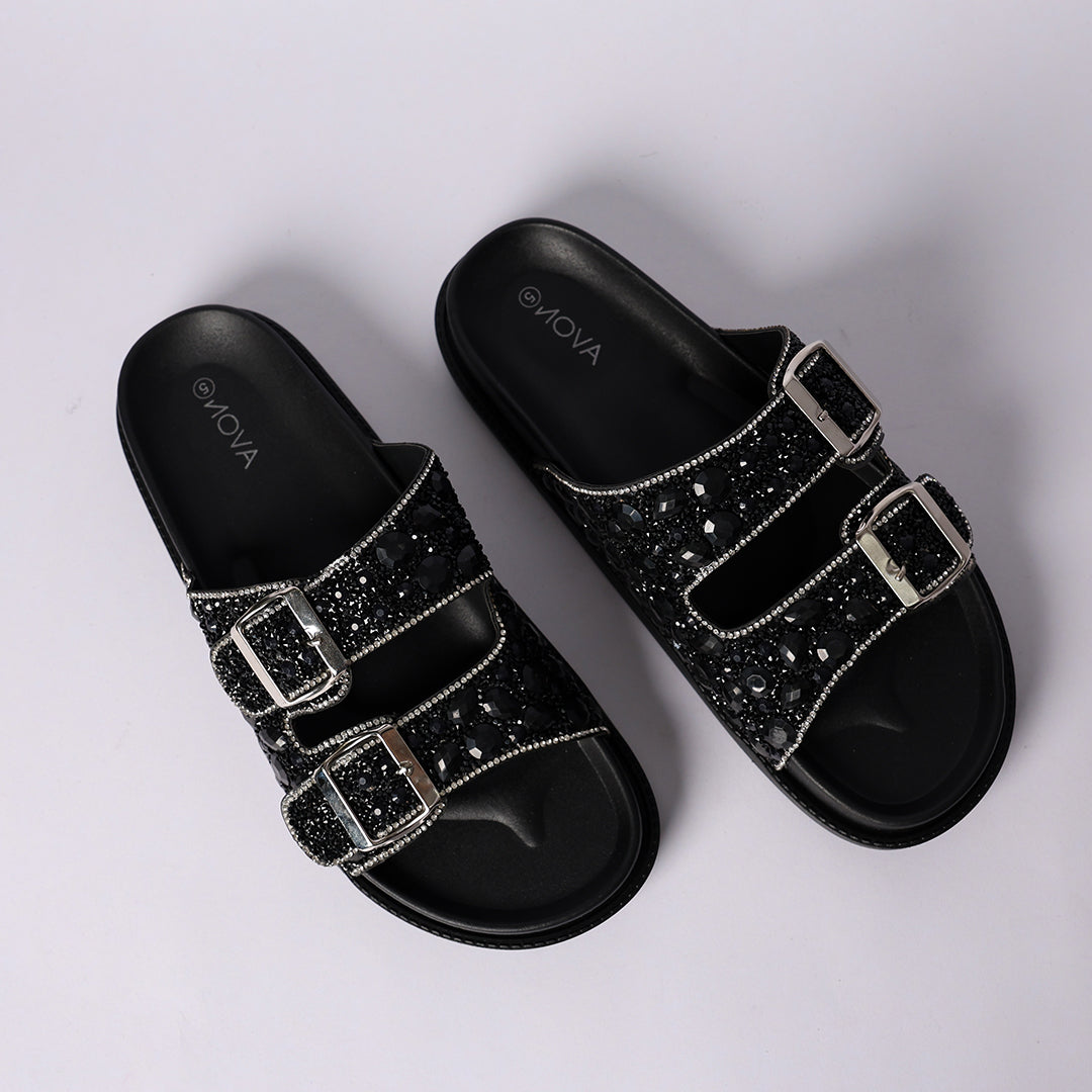 LADIES NOVA BLACK DIAMANTE PLATFORM BIRK
