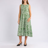 GREEN FLORAL SHORT SLEEVE DRESS