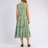 GREEN FLORAL SHORT SLEEVE DRESS
